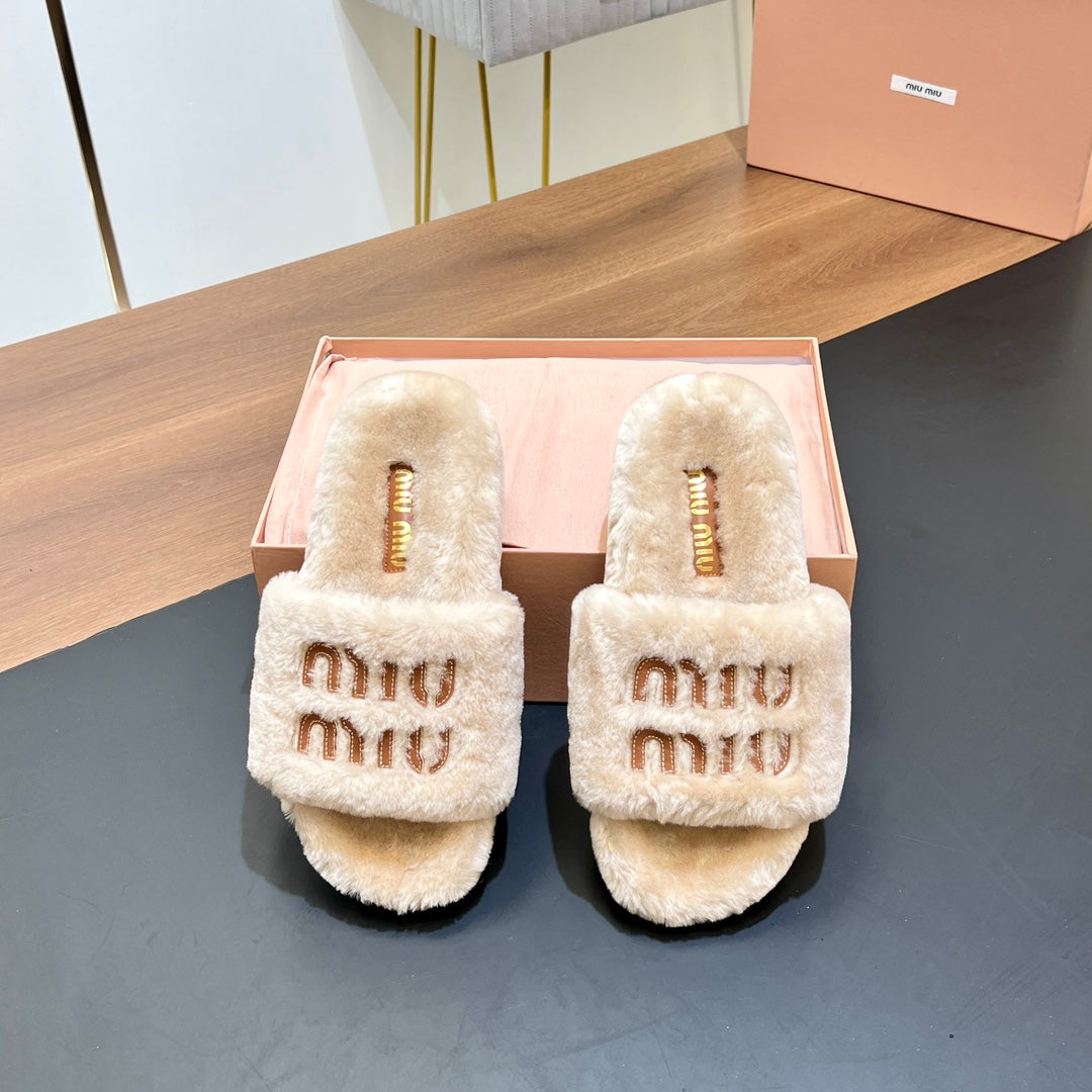 FUR SLIPPER BEIGE