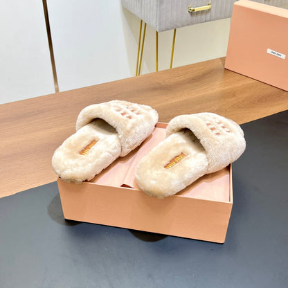 FUR SLIPPER BEIGE
