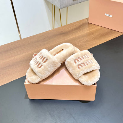 FUR SLIPPER BEIGE