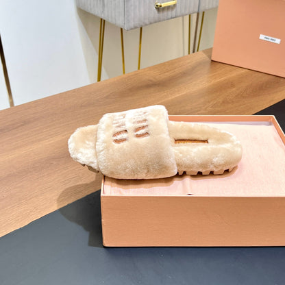 FUR SLIPPER BEIGE