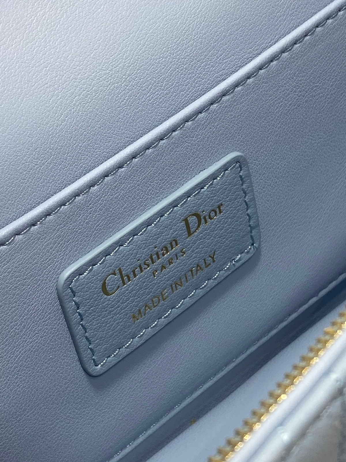 FLAP BAG 18 IN BABY BLUE QUILTED ALLOVER CALFSKIN