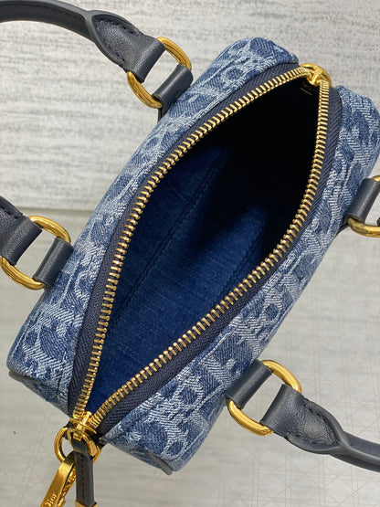 GROOVE MINI 17 BAG IN DENIM BLUE OBLIQUE MONOGRAM JACQUARD