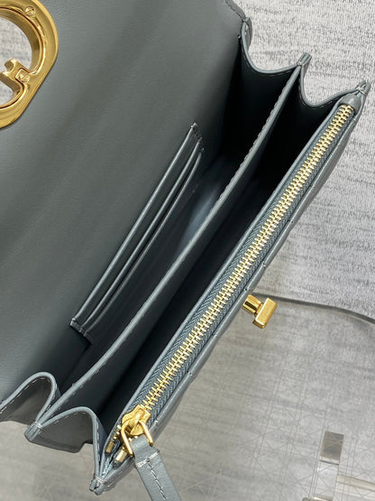 MISS CARO MINI BAG 17 IN OSLO GREY MACROCANNAGE LAMBSKIN