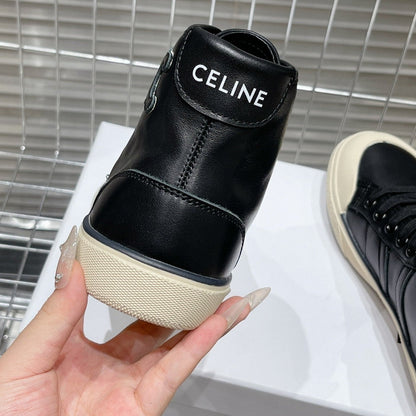 MID LOW LACE-UP ALAN SNEAKERS WITH TRIOMPHE PATCH IN CALFSKIN BLACK