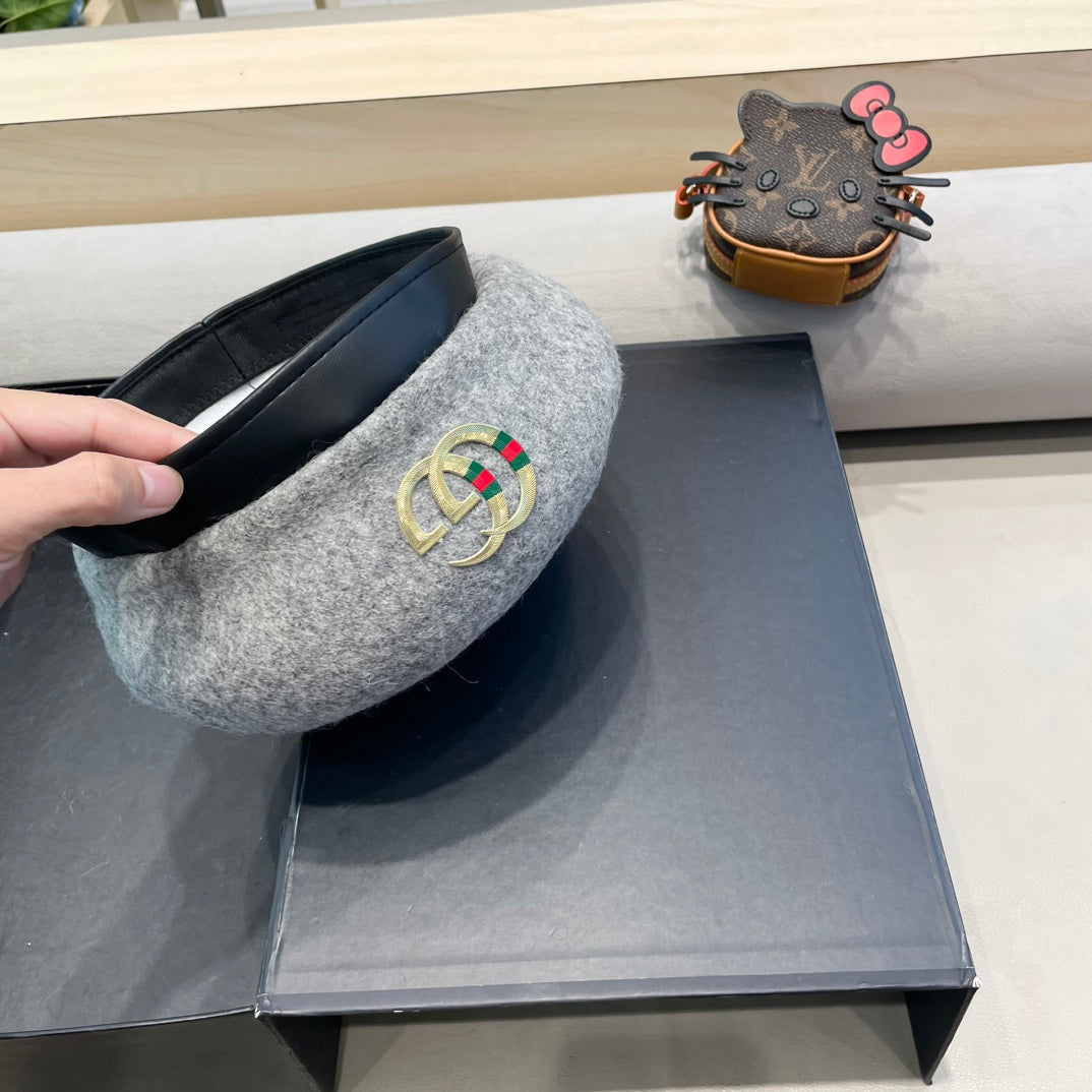 BERET HAT IN ASH GRAY WOOL 406885