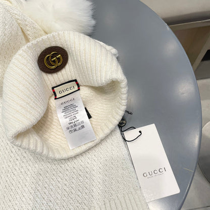 SET SCARF AND HAT IN WHITE WOOL 414780