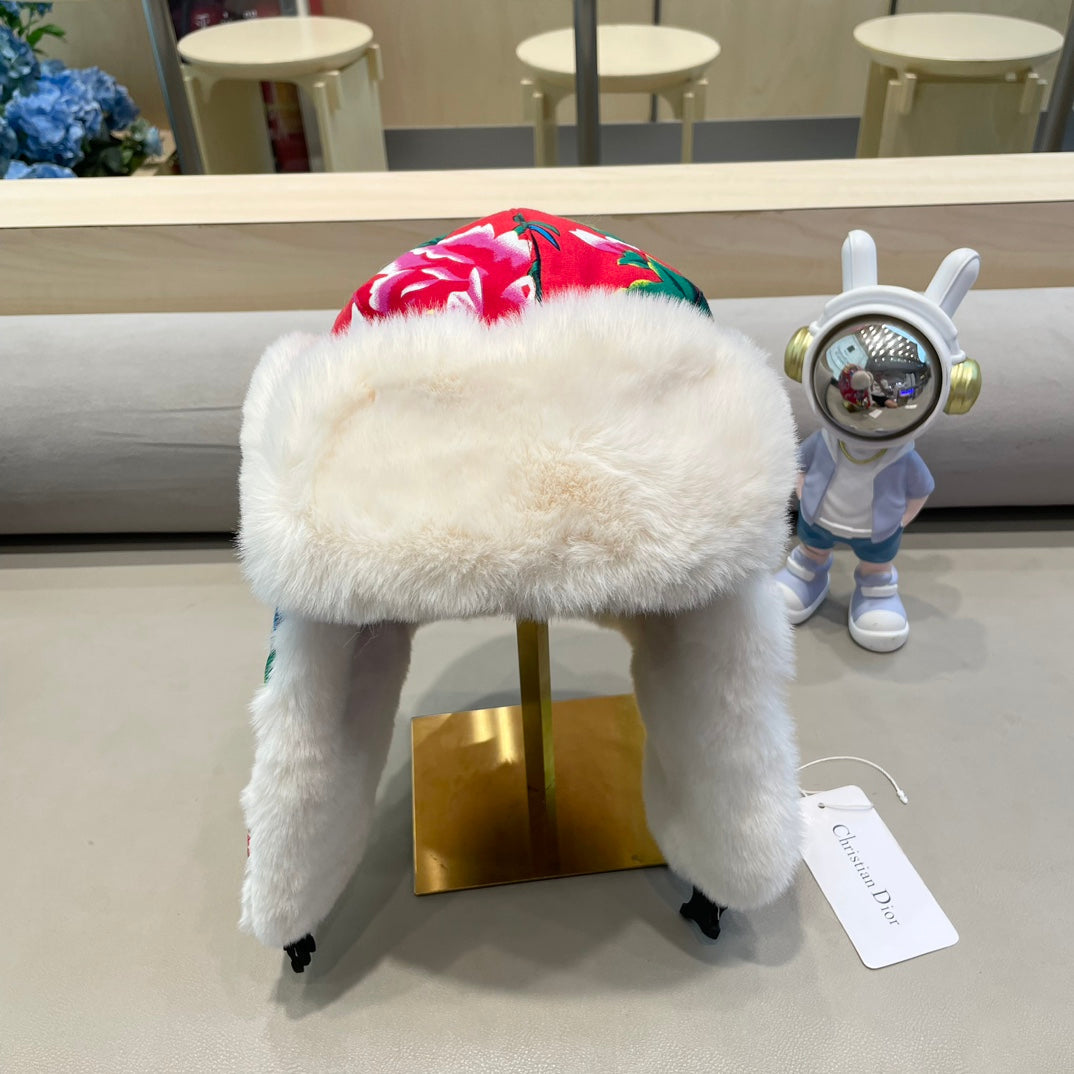 TRAPPER HAT IN COLORFUL VELVET AND RABBIT FUR 416387