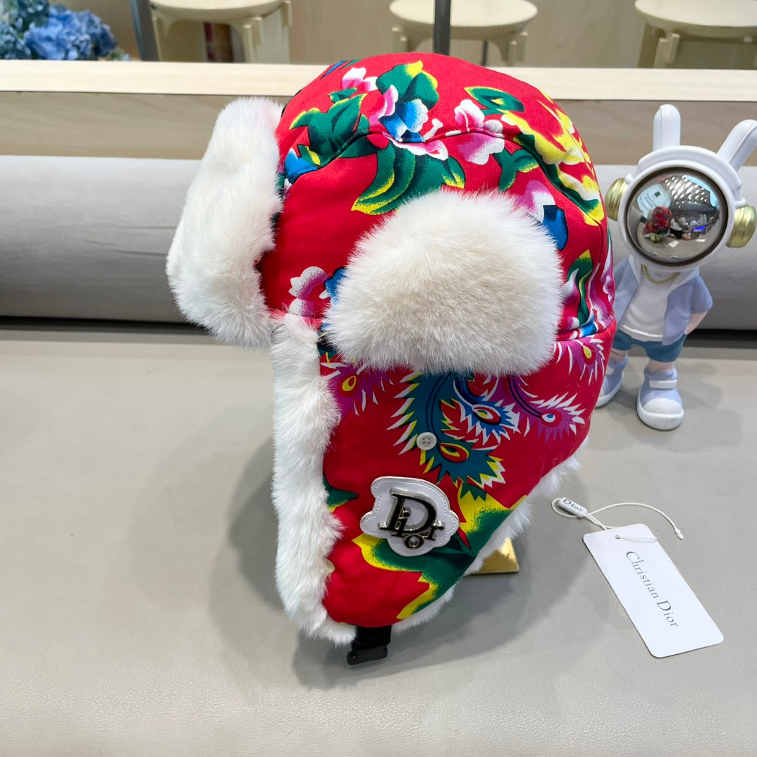 TRAPPER HAT IN COLORFUL VELVET AND RABBIT FUR 416387