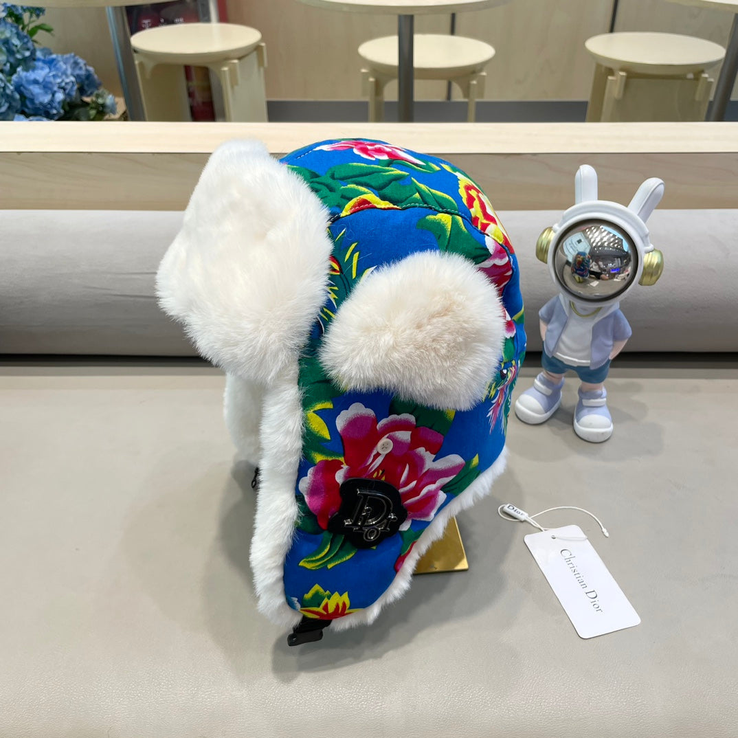 TRAPPER HAT IN COLORFUL VELVET AND RABBIT FUR 416388