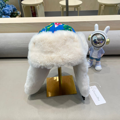 TRAPPER HAT IN COLORFUL VELVET AND RABBIT FUR 416388