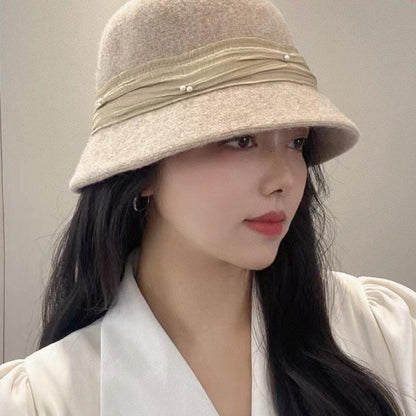 BUCKET HAT IN BISQUE BEIGE WOOL BLEND 426246