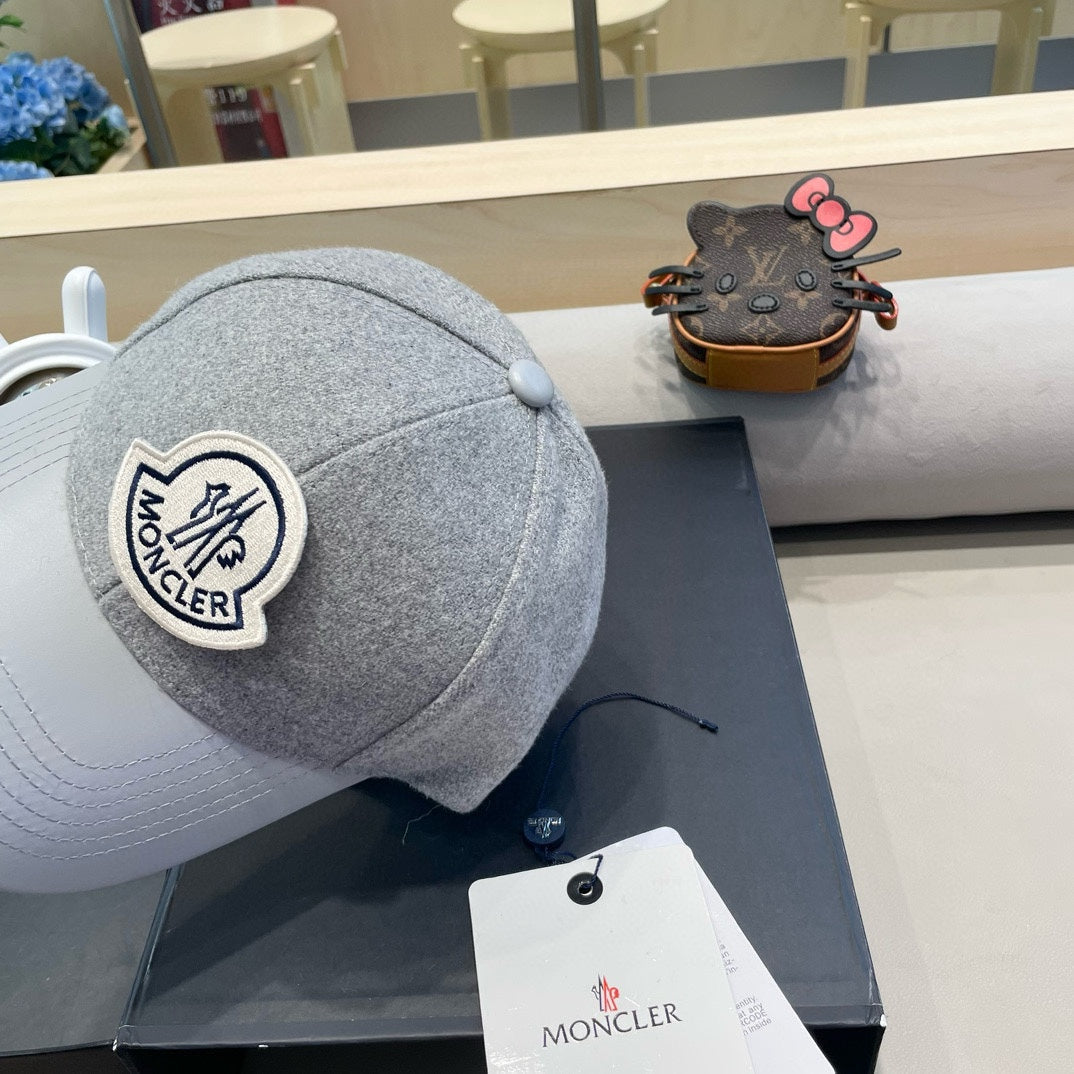 WOOL-TWEED AND LEATHER BASEBALL CAP PALE GRAY 428236