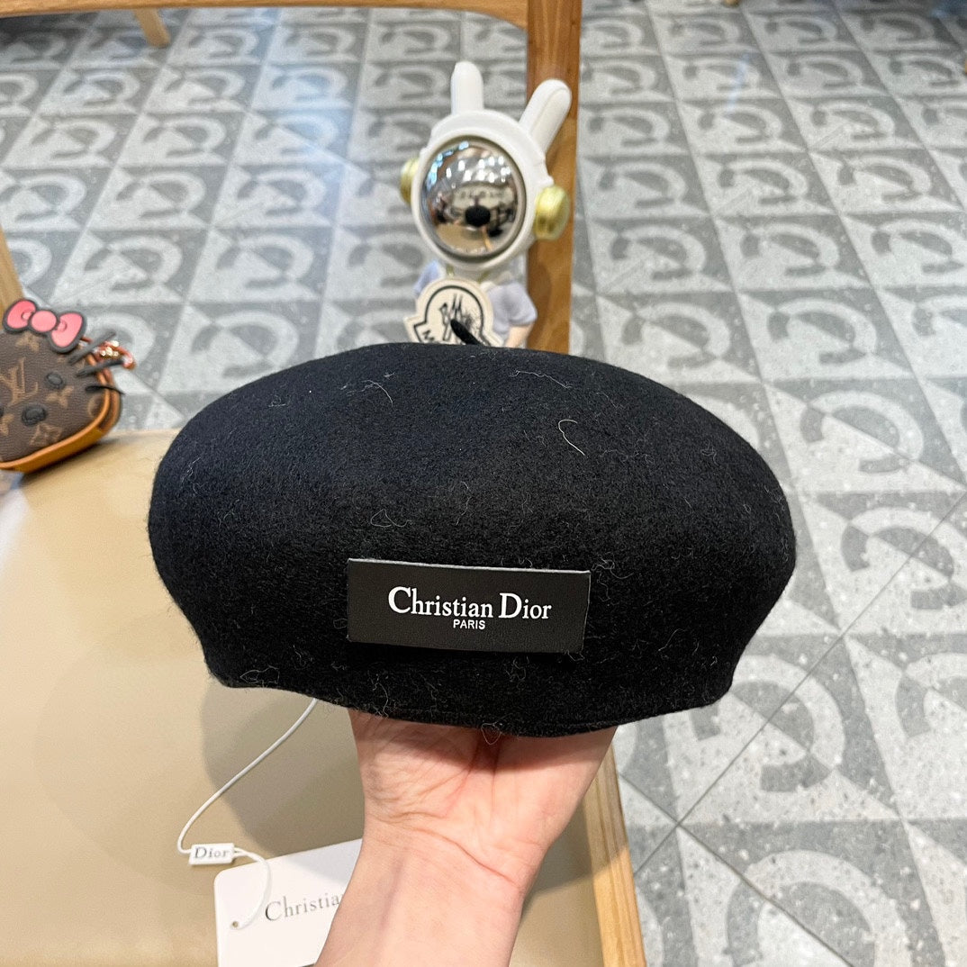 AUSTRALIAN BERET HAT IN BLACK WOOL FELT 431718