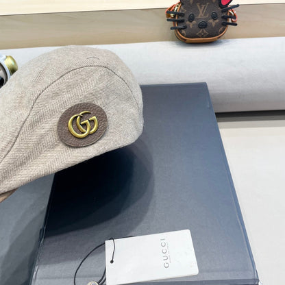 BERET RETRO HAT IN KHAKI BROWN CASHMERE 431369