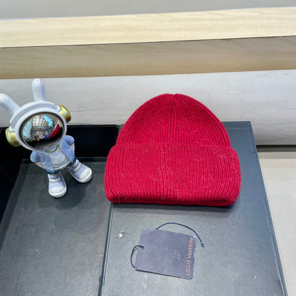 BEANIE HAT IN RED WOOL AND RABBIT FUR 433476