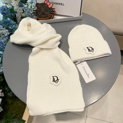 SET SCARF AND HAT IN WHITE CASHMERE WOOL 433244