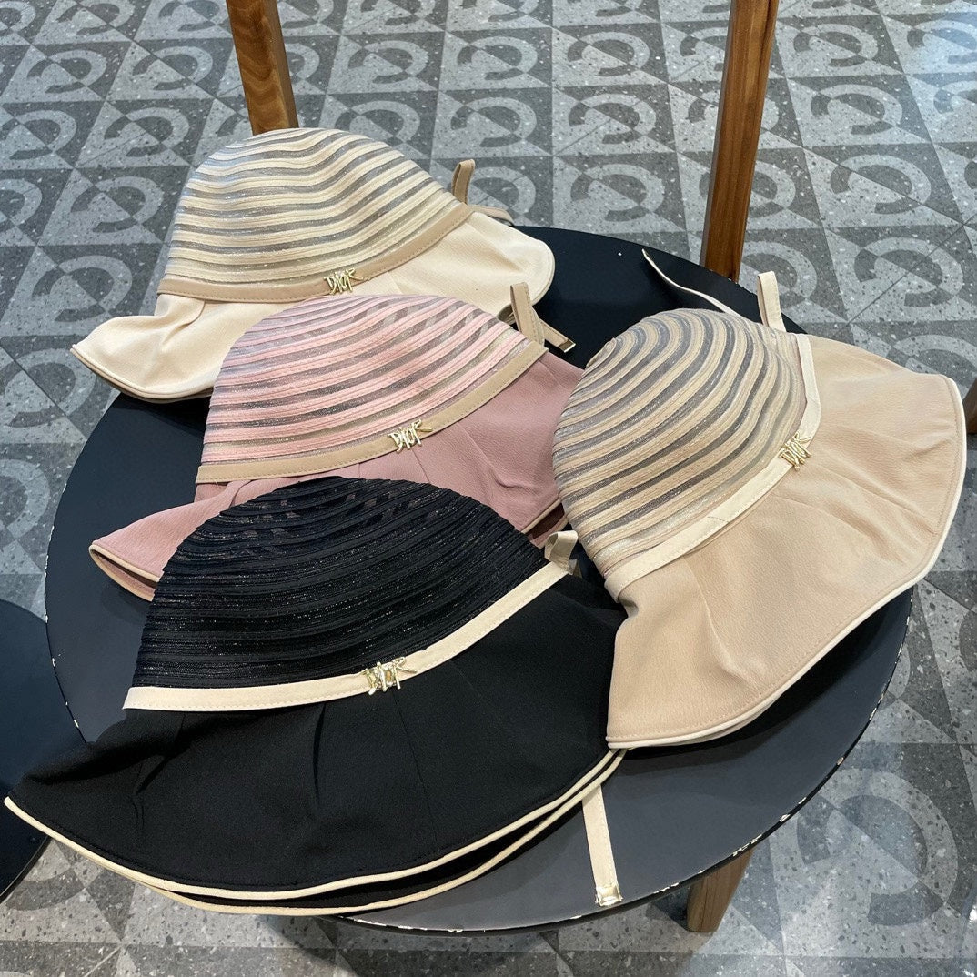STRIPED BUCKET HAT IN BLACK COTTON 434998