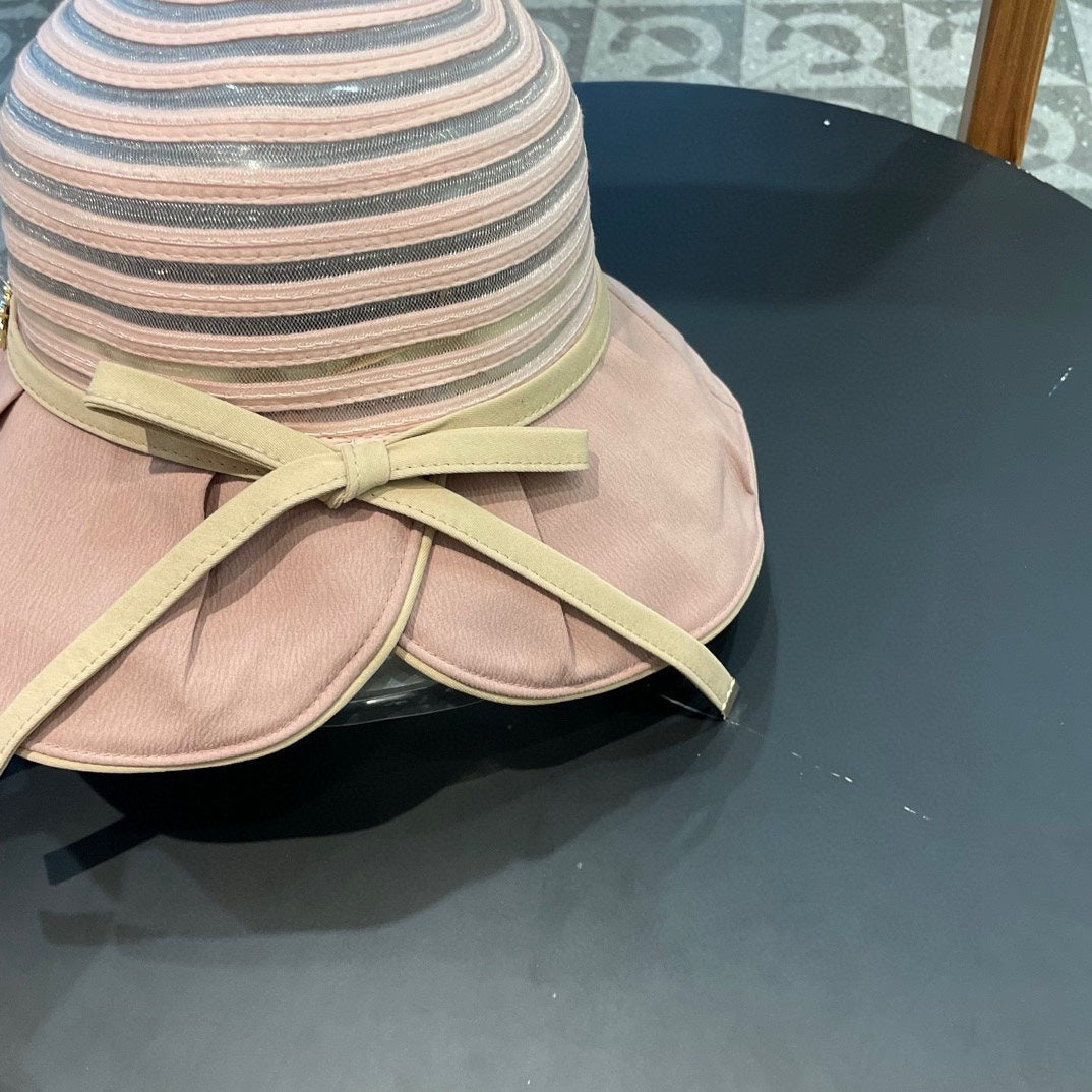 STRIPED BUCKET HAT IN WOOLLY BEIGE COTTON 434999