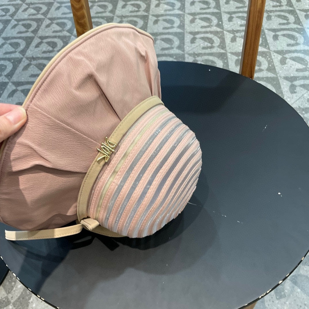 STRIPED BUCKET HAT IN WOOLLY BEIGE COTTON 434999