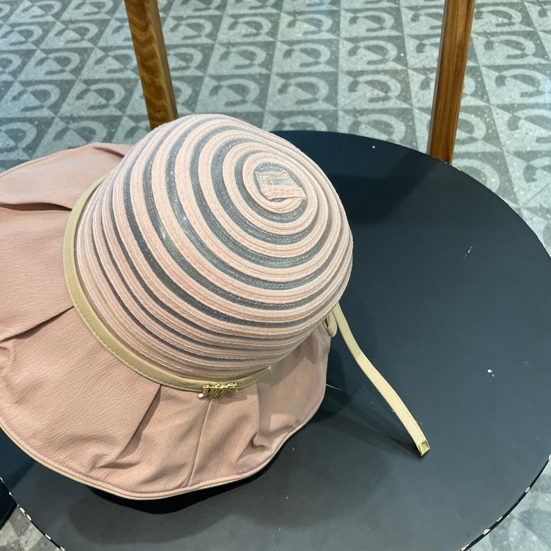 STRIPED BUCKET HAT IN WOOLLY BEIGE COTTON 434999
