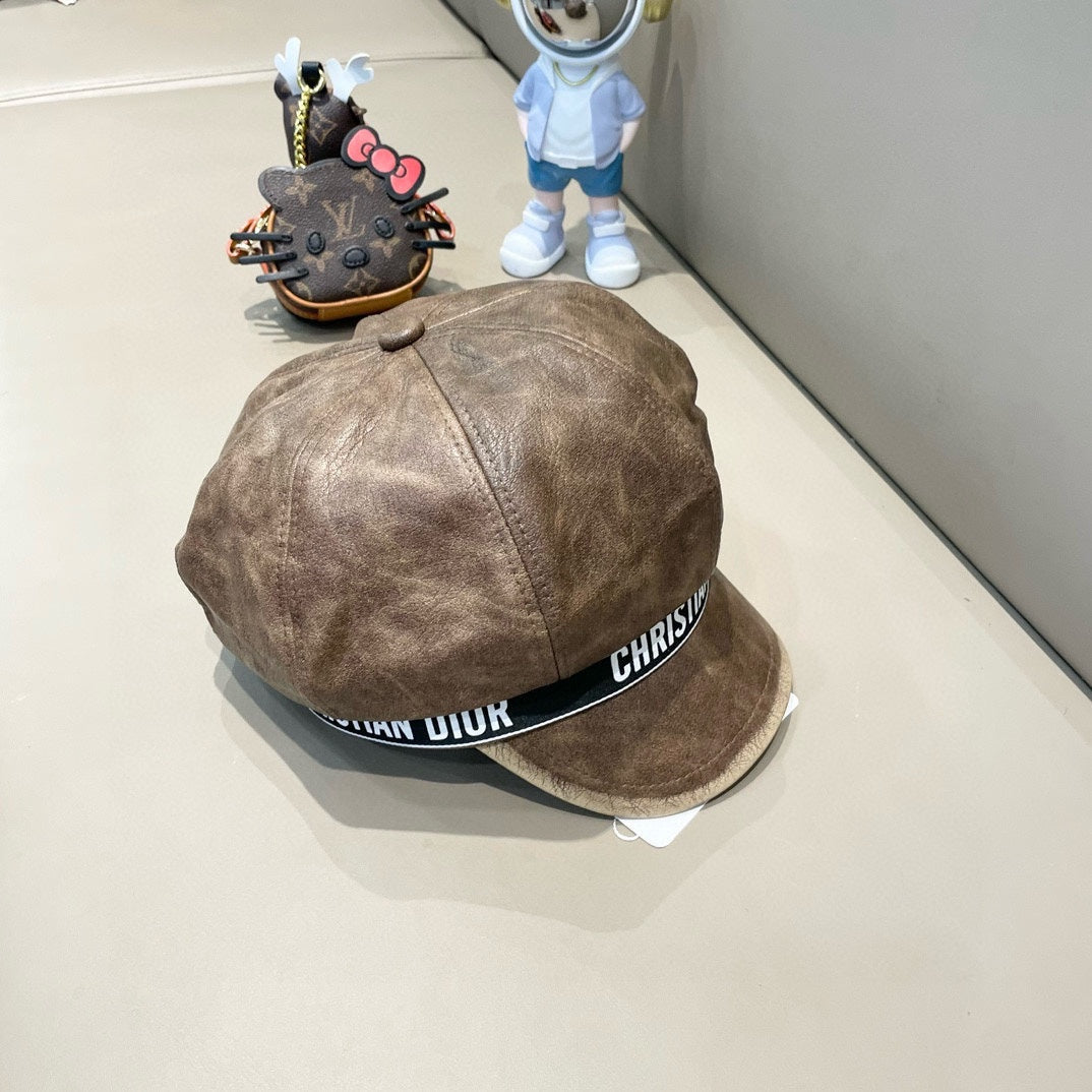 BAKER BOY HAT IN BROWN LEATHER 436762