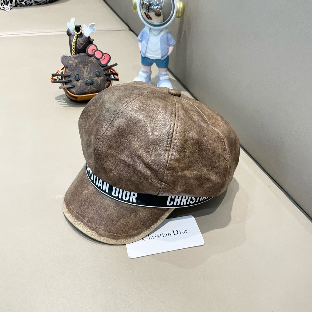BAKER BOY HAT IN BROWN LEATHER 436762