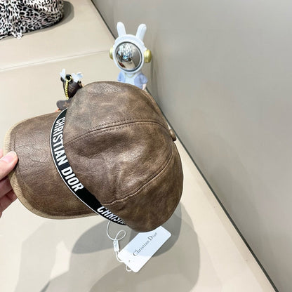 BAKER BOY HAT IN BROWN LEATHER 436762