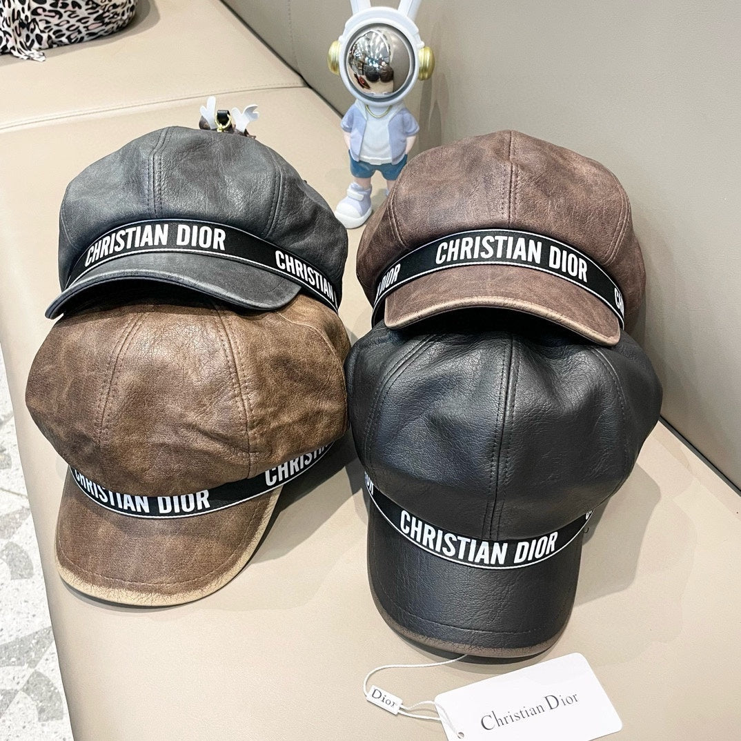 BAKER BOY HAT IN BLACK LEATHER 436763