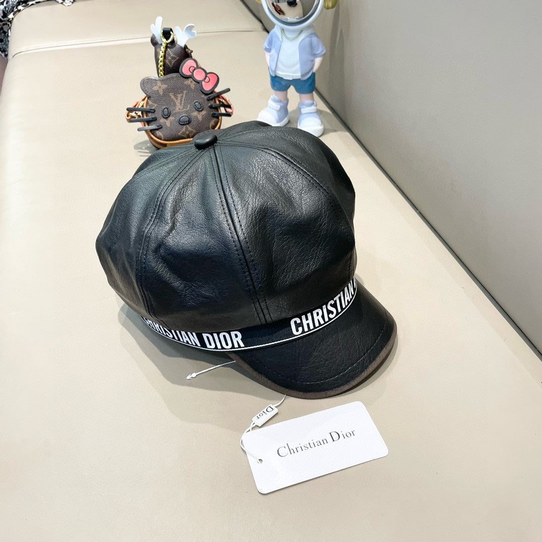 BAKER BOY HAT IN BLACK LEATHER 436763