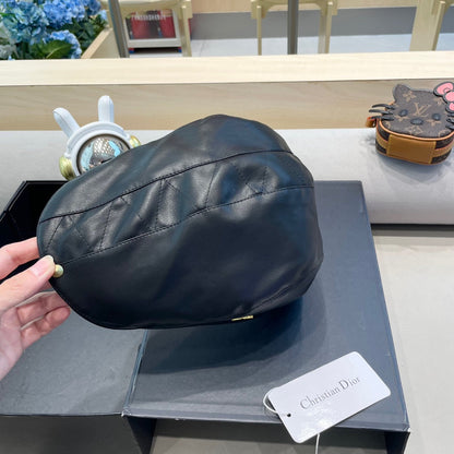 BAKER BOY HAT IN BLACK LEATHER 436766