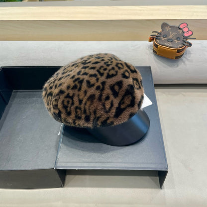 BAKER BOY HAT IN CHOCOLATE BROWN MINK FUR 438090