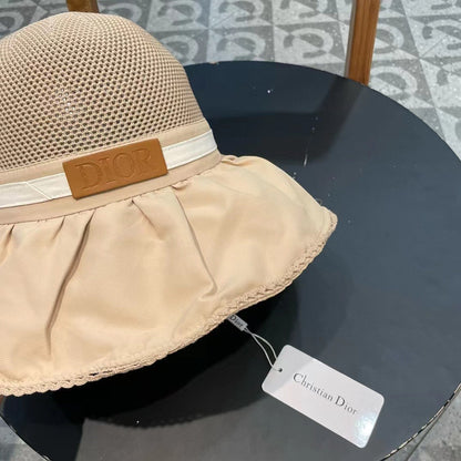 WHEAT BEIGE STRAW BUCKET HAT WITH BOW FABRIC BORDER 439644