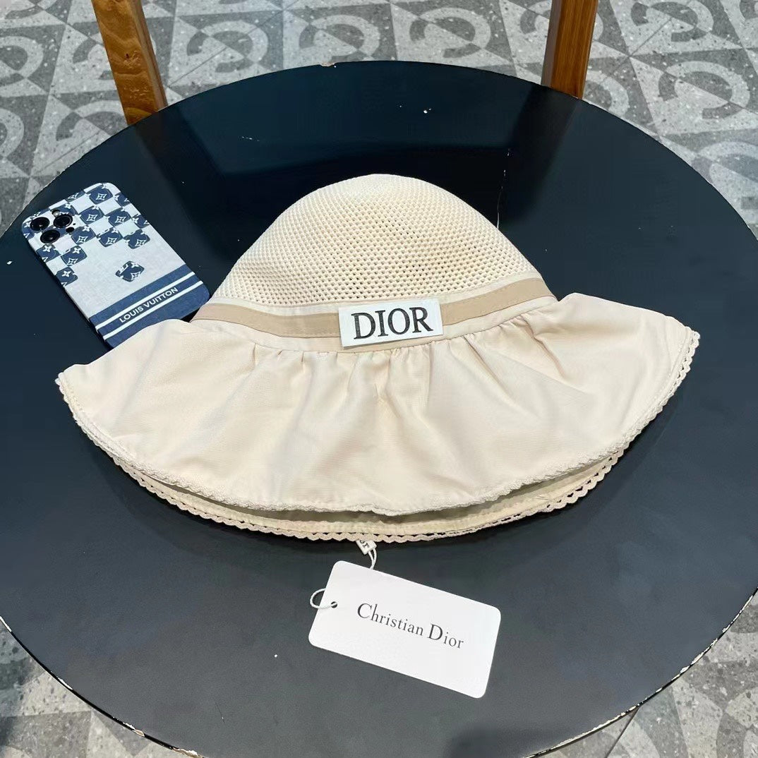 IVORY BEIGE STRAW BUCKET HAT WITH BOW FABRIC BORDER 439645