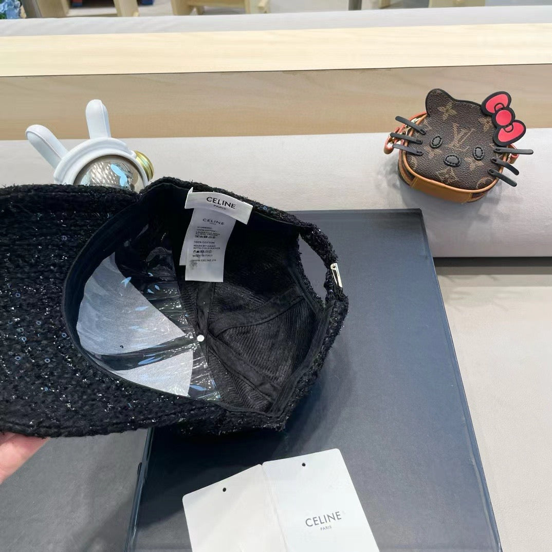 BASEBALL CAP MODEL 650508 IN BLACK TEXTURED SPARKLE FABRIC