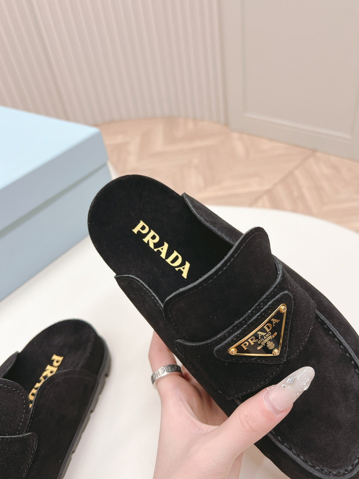 PRA SABOTS MULES BLACK SUEDE