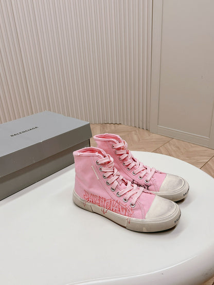 HIGH-TOP SNEAKERS GRAFFITI IN PINK CANVAS
