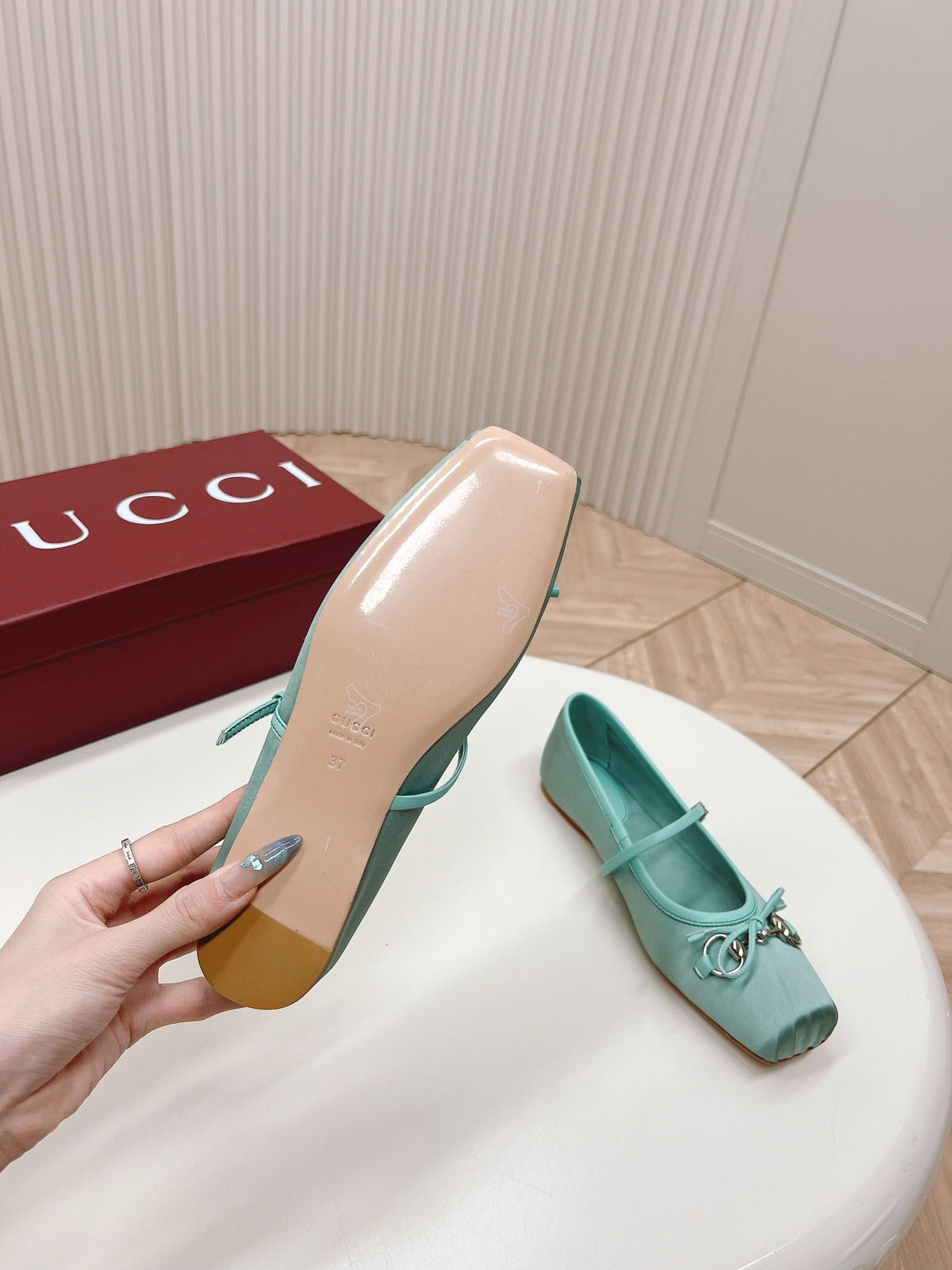 GG BALLET FLAT ARCTIC SILK