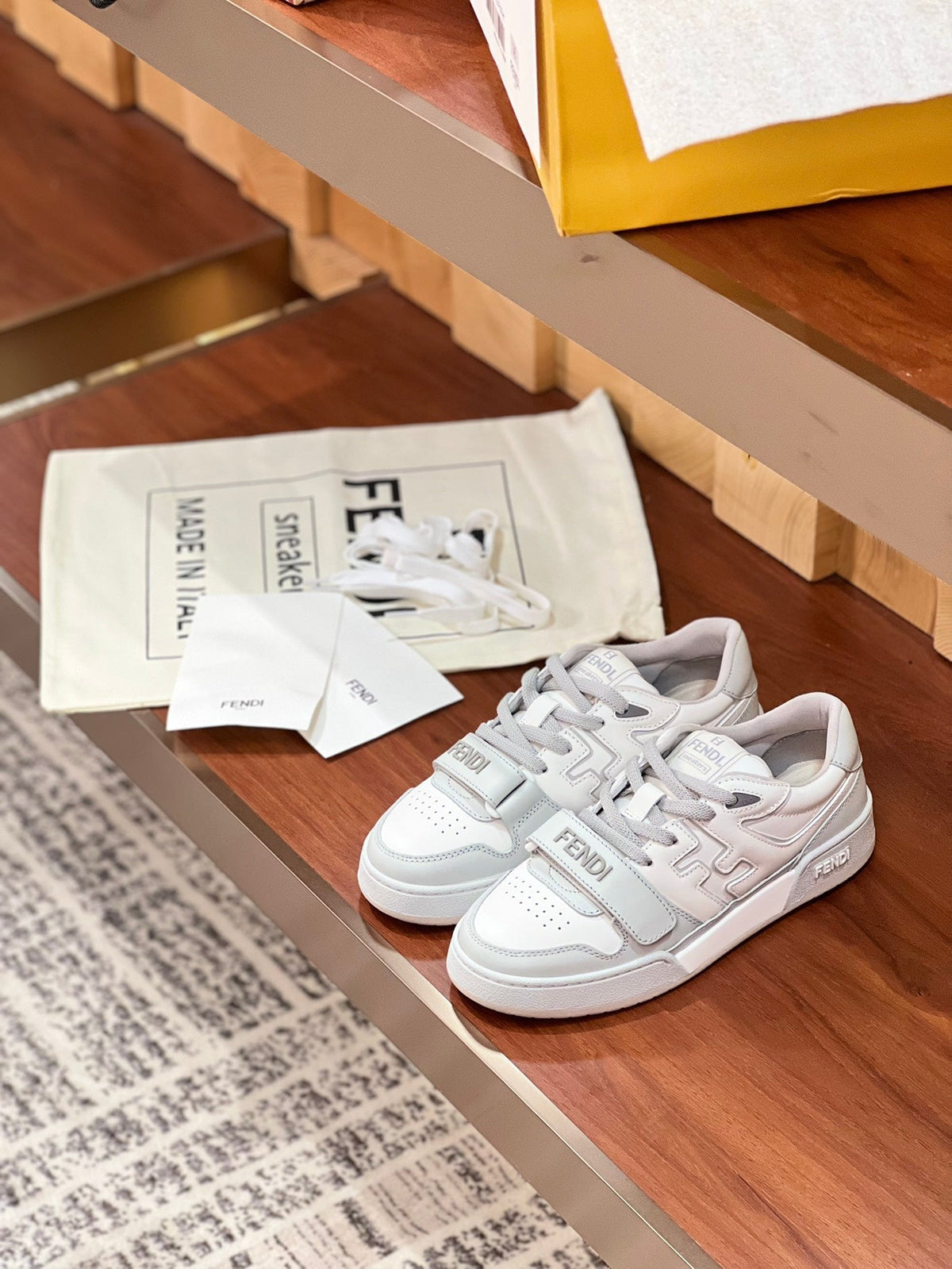 FENDI MATCH IN WHITE MIX LIGHT GREY CALFSKIN
