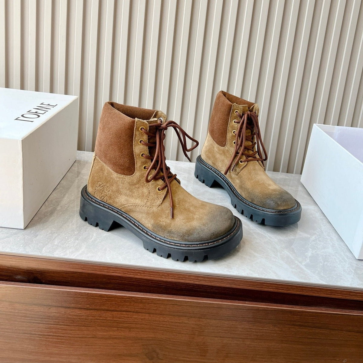LW SIERRA COMBAT BOOT BROWN AND BLACK SUEDE