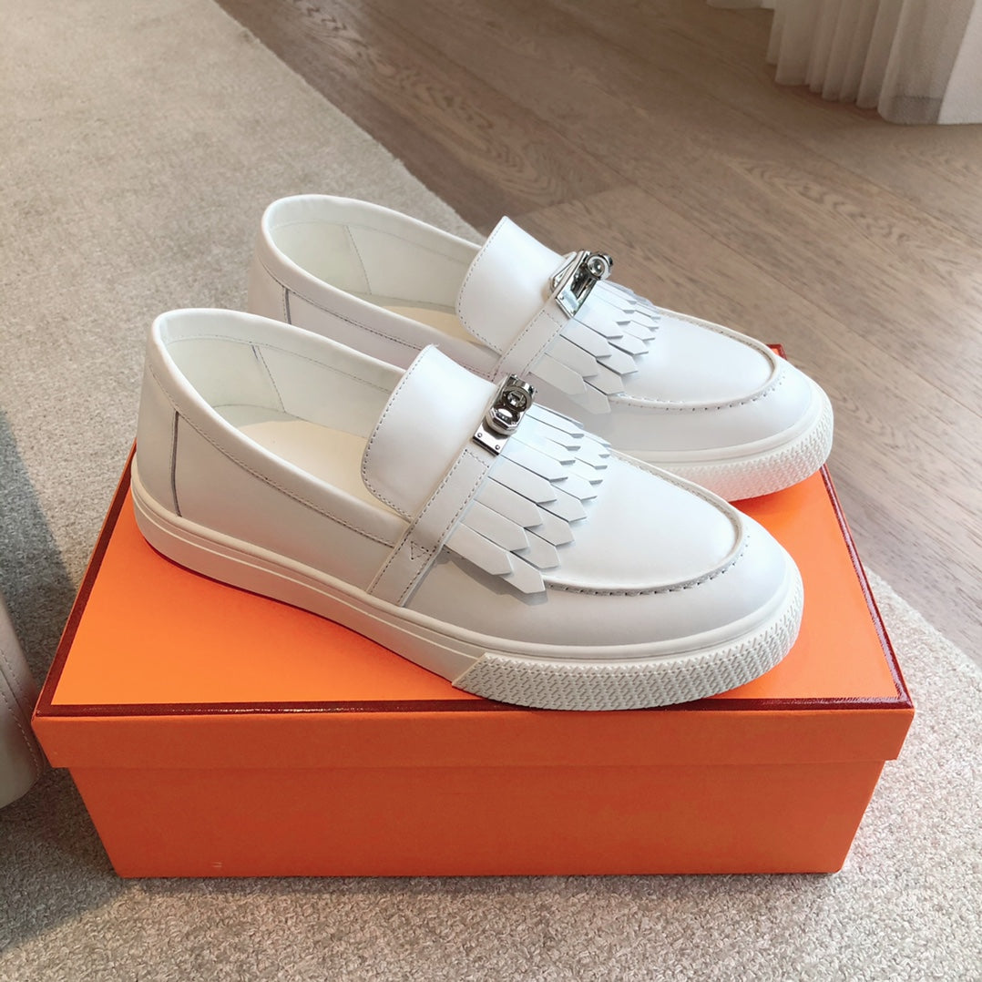 GAME SLIP-ON SNEAKER WHITE WITH TASSELS CALFSKIN