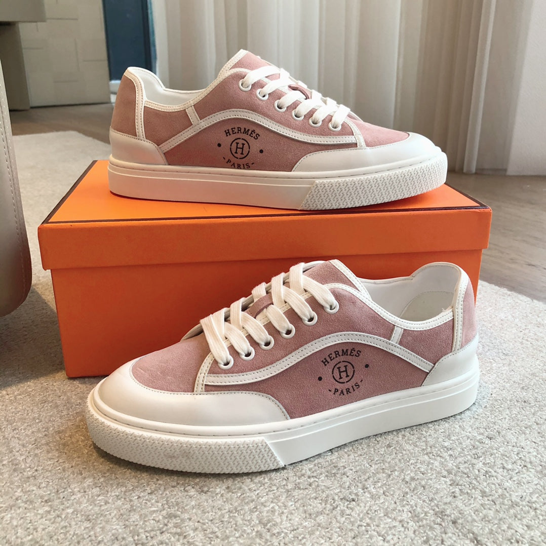 GET SNEAKER WHITE CALFSKIN AND PINK SUEDE