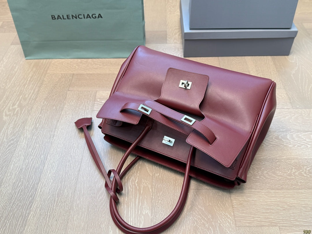 BEL AIR CARRY ALL BAG 37 IN BURGUNDY RED NAPPA LAMBSKIN SILVER HARDWARE
