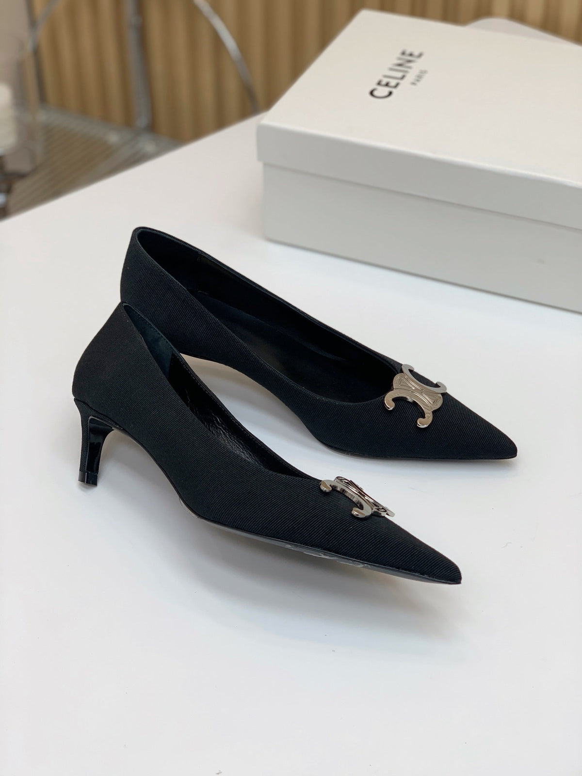 MEDIUM-HEELED 50MM PUMP IN BLACK SUEDE