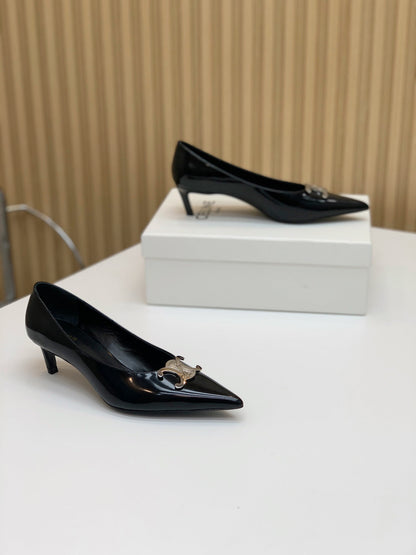 MEDIUM-HEELED 50MM PUMP IN BLACK CALFSKIN
