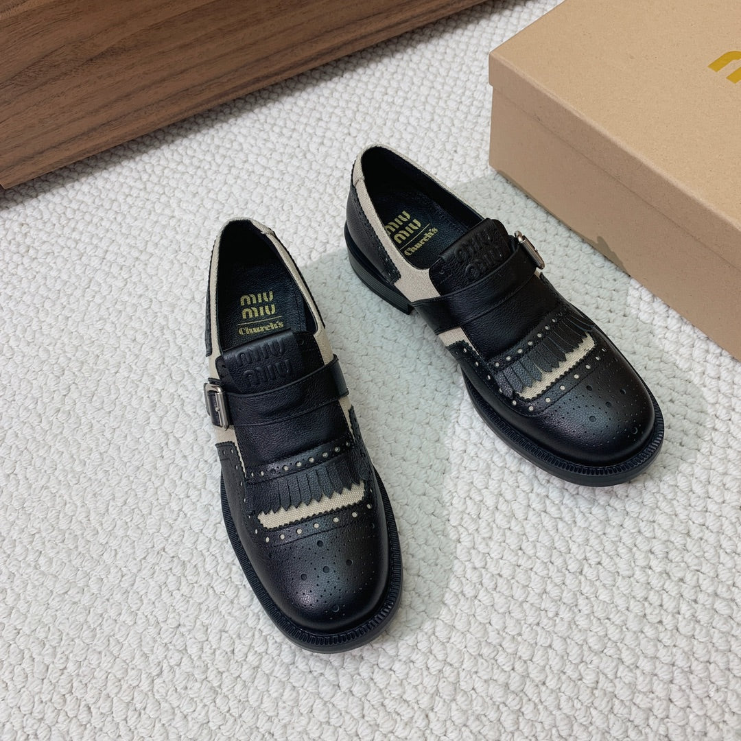OXFORD SHOES BLACK MIX CREAM COWHIDE