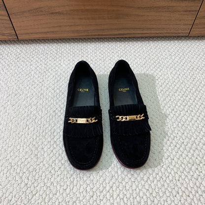 LUCO LOAFER WITH FRINGES IN BLACK SUEDE