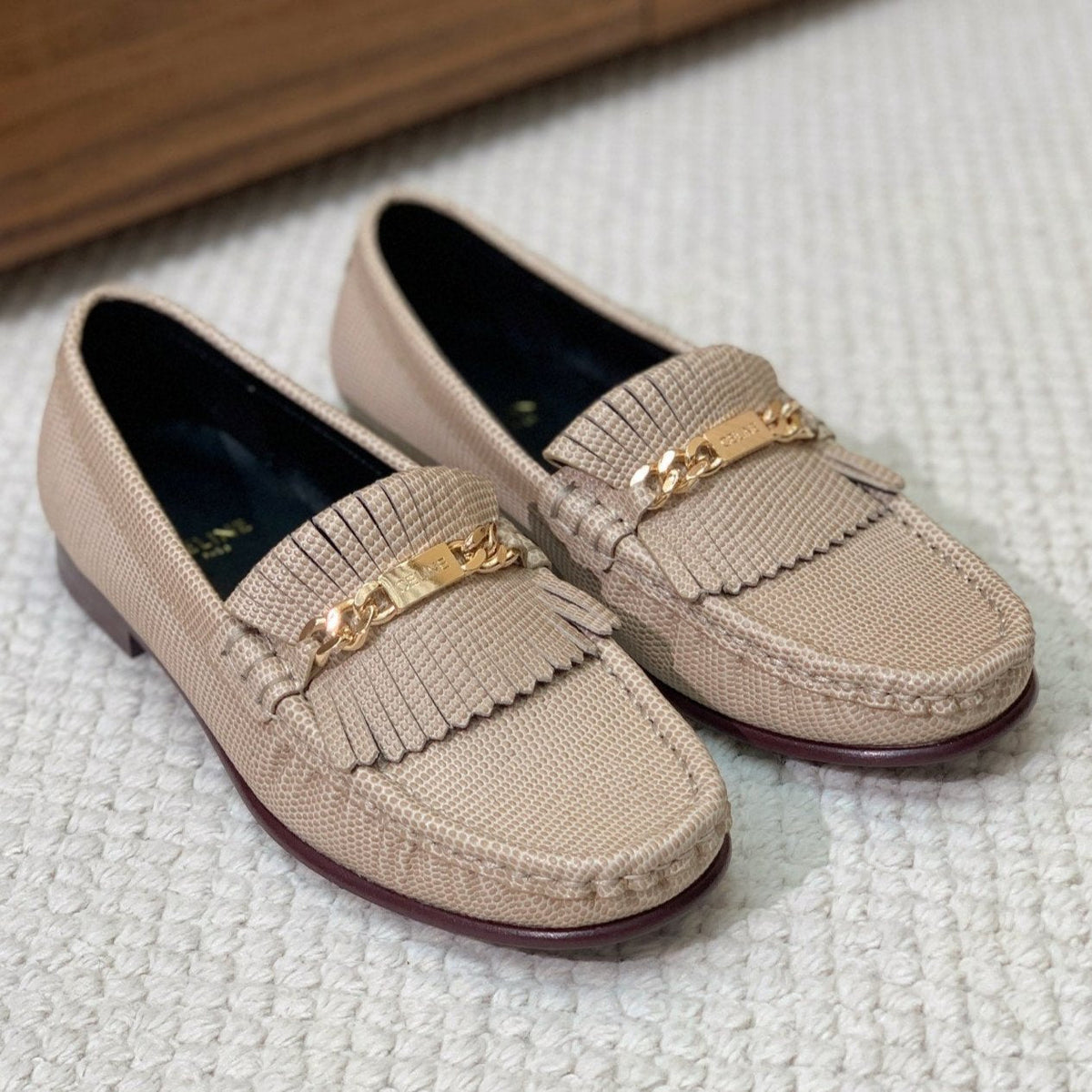 LUCO LOAFER WITH FRINGES IN KHAKI BROWN LAMBSKIN