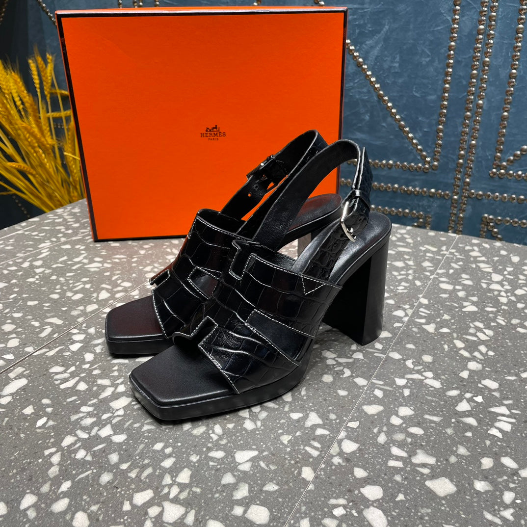 ERIS SANDAL 95 BLACK CALFSKIN
