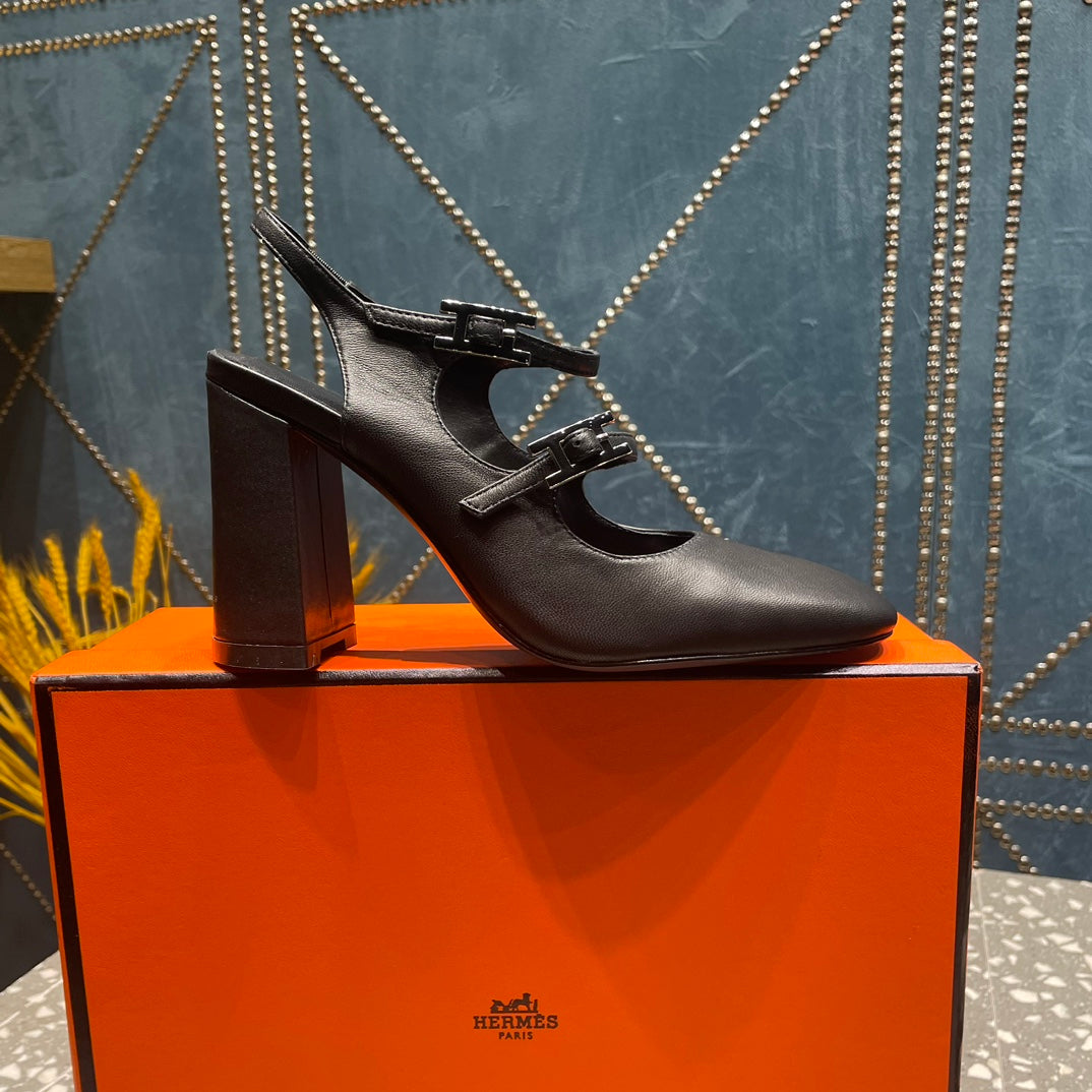 JACKIE 80 MM PUMP IN BLACK CALFSKIN