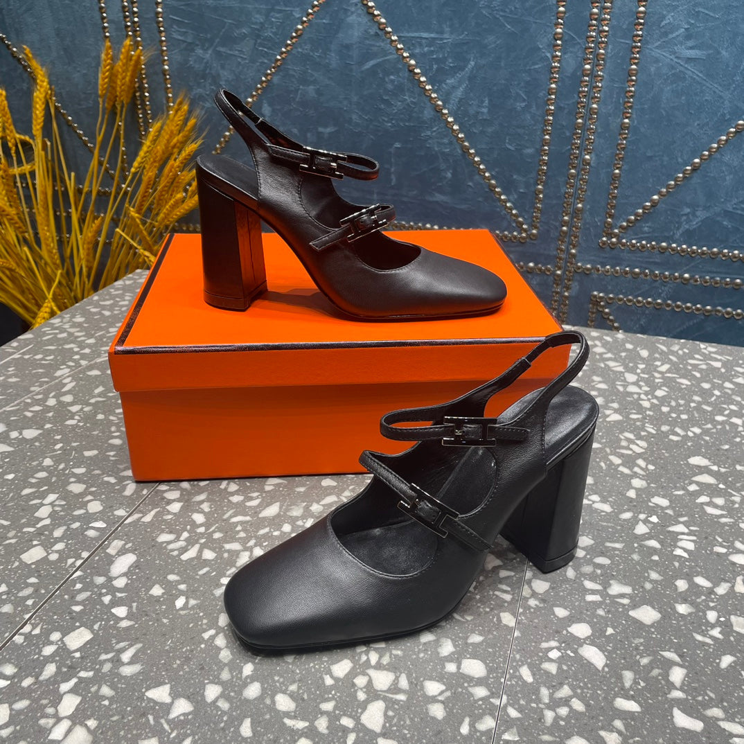 JACKIE 80 MM PUMP IN BLACK CALFSKIN